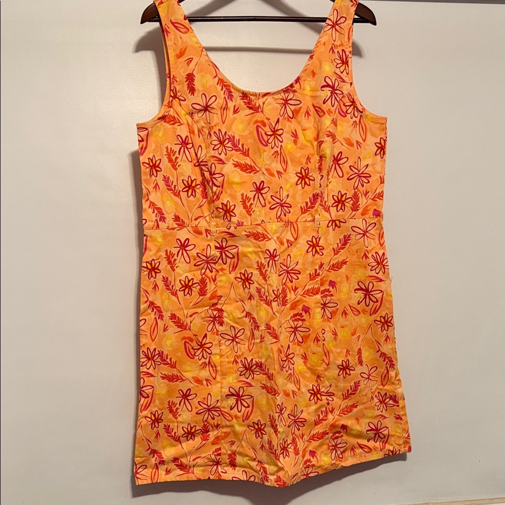 Faded Glory Orange and Red Floral Dress